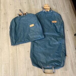 Jon Hart‎ Design Coated Canvas Navy Blue Garment Bag Set Travel Luggage OS